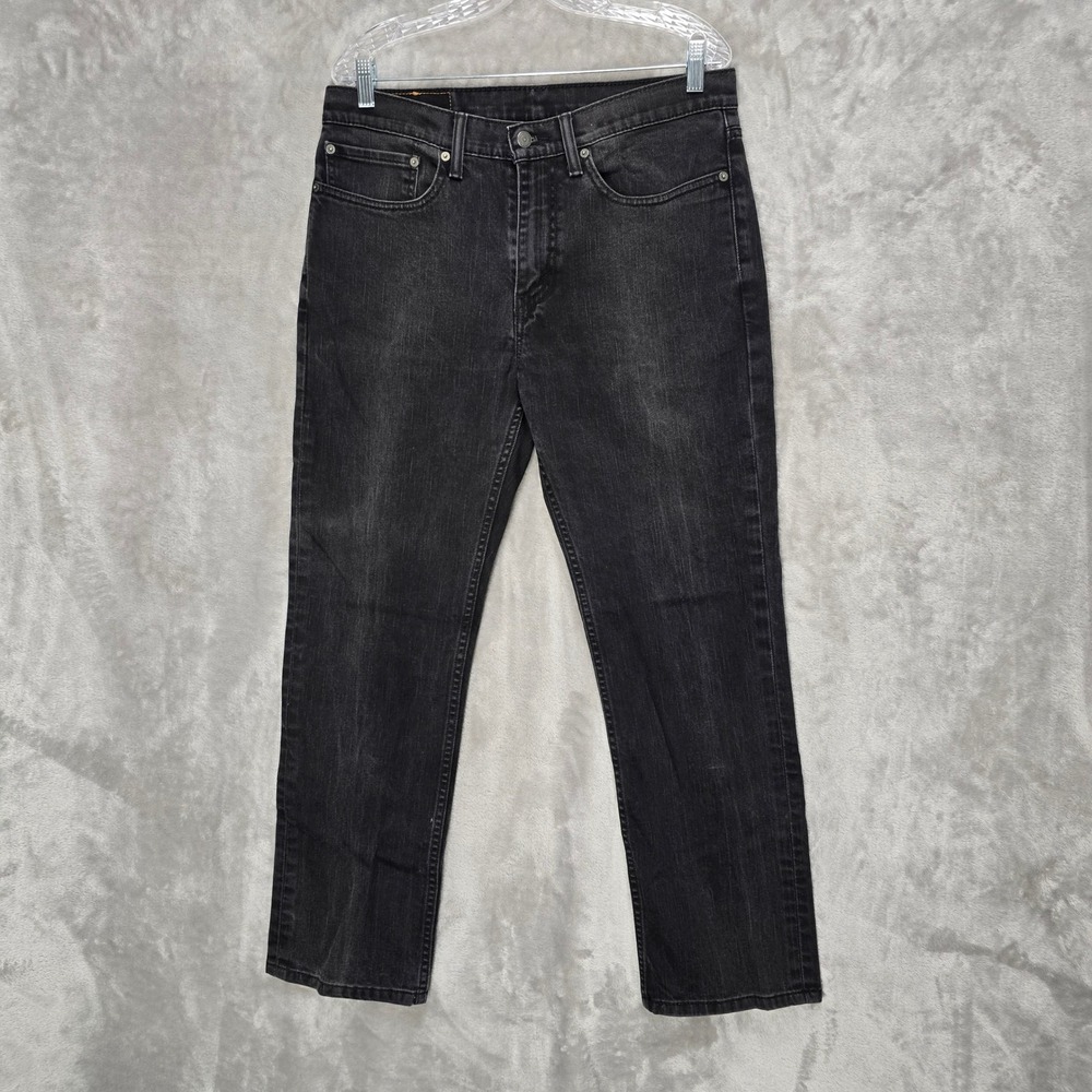 Levi's 514 Straight Fit Jeans Mens 34x30 Black Faded Stretch Denim Goth Grunge